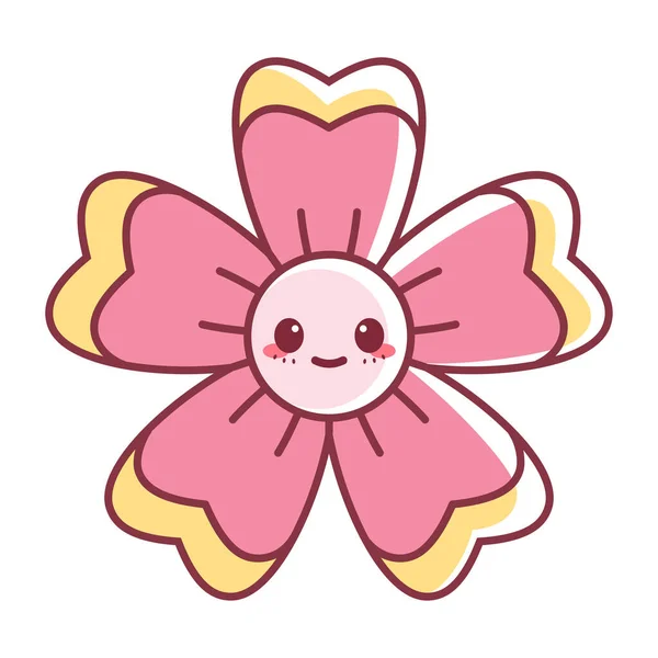 Isolated happy flower cartoon kawaii Vector — Stok Vektör