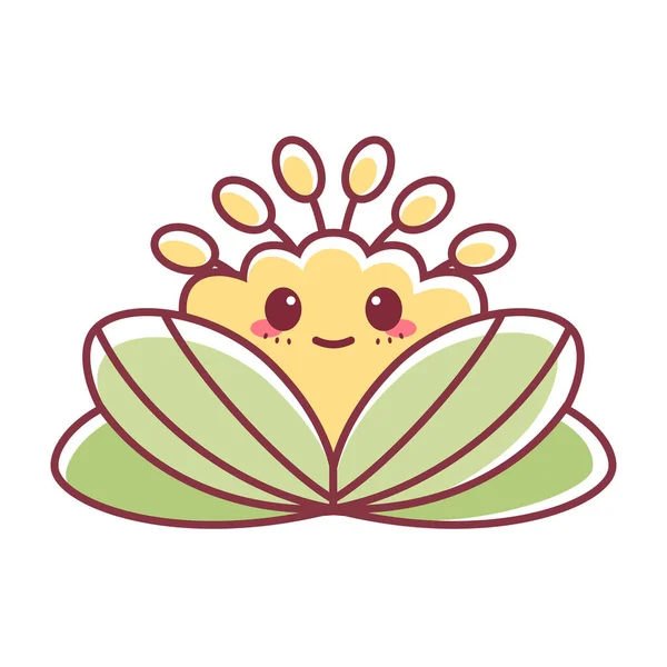 Isolated happy flower cartoon kawaii Vector — Vector de stock