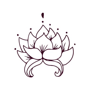 Şirin bir çiçek dizayn vektörünün izole edilmiş ana hatları