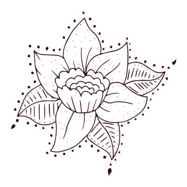 Şirin bir çiçek dizayn vektörünün izole edilmiş ana hatları