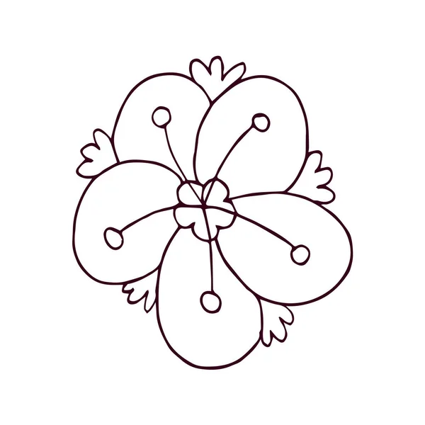 Izolovaný obrys roztomilé květiny Plochý design vektor — Stockový vektor