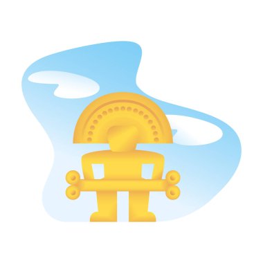 İzole edilmiş altın heykel Kolomb öncesi sanat taşıyıcısı