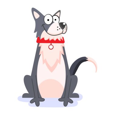 İzole edilmiş şirin Sibirya Husky köpek cins çizgi film Vector