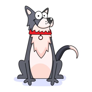 İzole edilmiş şirin Sibirya Husky köpek cins çizgi film Vector