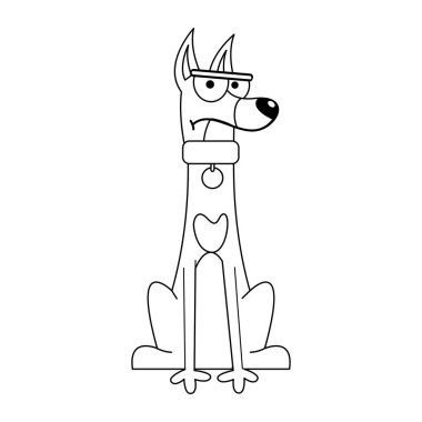 İzole edilmiş şirin doberman köpek cins Vector çizgi filmi.