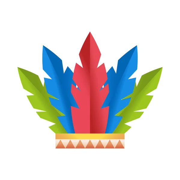 Isolated feather hat indigenous accessory Vector — Stockový vektor