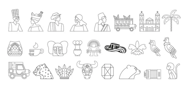 Set of objects of Colombian folklore Vector — Stockvector