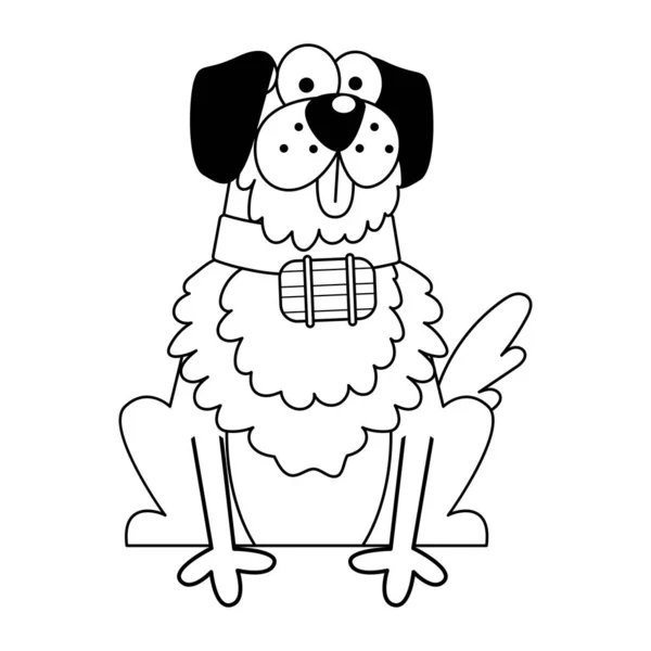 Isolé mignon saint bernand chien race dessin animé vecteur — Image vectorielle