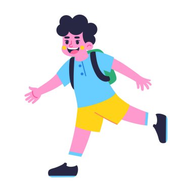 Okula koşan mutlu çocuk Vekil