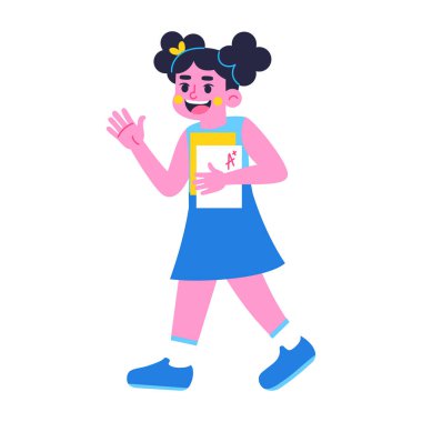 Sınav yapan mutlu kız karakteri Okula Dönüş Vektörü