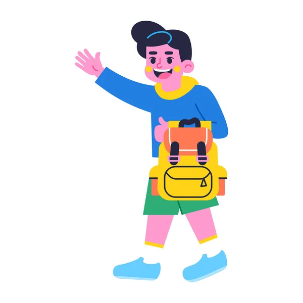 Happy boy karakter met een tas Terug naar school Vector — Stockvector