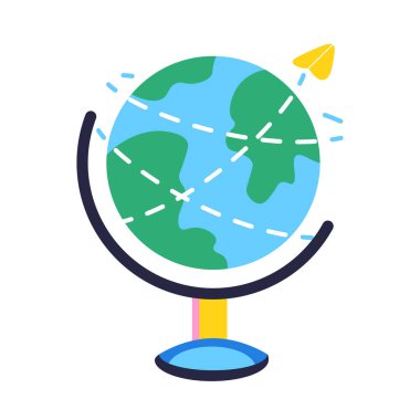 İzole edilmiş toprak küresi ikonu okul ikonu düz tasarım taşıyıcı