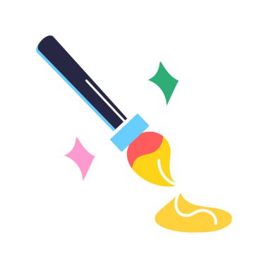 İzole edilmiş sanat fırçası ikonu Okul malzemeleri düz tasarım vektörü