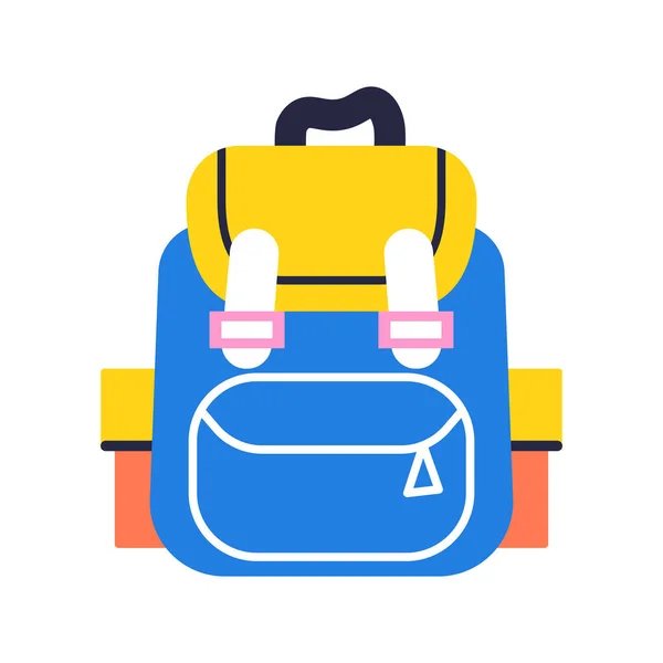 Μεμονωμένη σχολική τσάντα εικονίδιο Σχολή προμήθεια επίπεδη σχεδίαση Διάνυσμα — Διανυσματικό Αρχείο