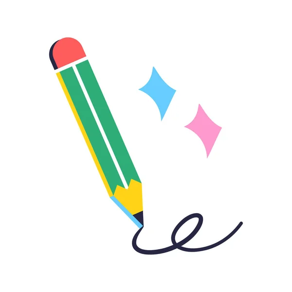 Izolovaná barevná ikona tužky Školní nabídka plochý design vektor — Stockový vektor