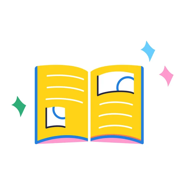 Icono de libro abierto aislado Suministro escolar diseño plano Vector — Vector de stock