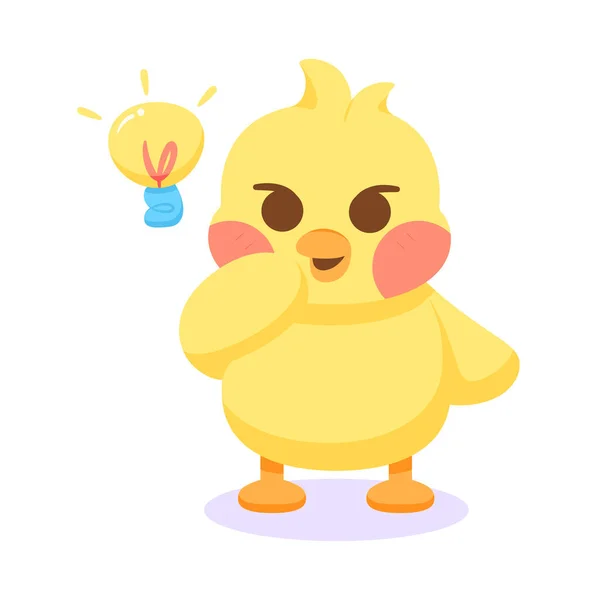 Isolated chick cartoon character having an idea Vector — Stock Vector