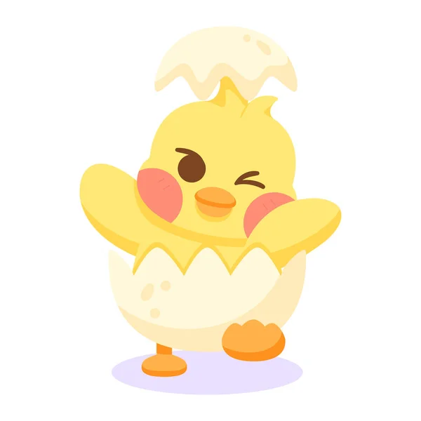 Isolado personagem de desenho animado feliz garota em sua casca de ovo Vector —  Vetores de Stock