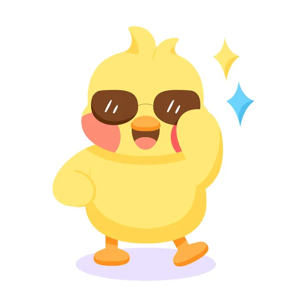 Isolated happy chick cartoon character with sunglasses Vector — Stock Vector