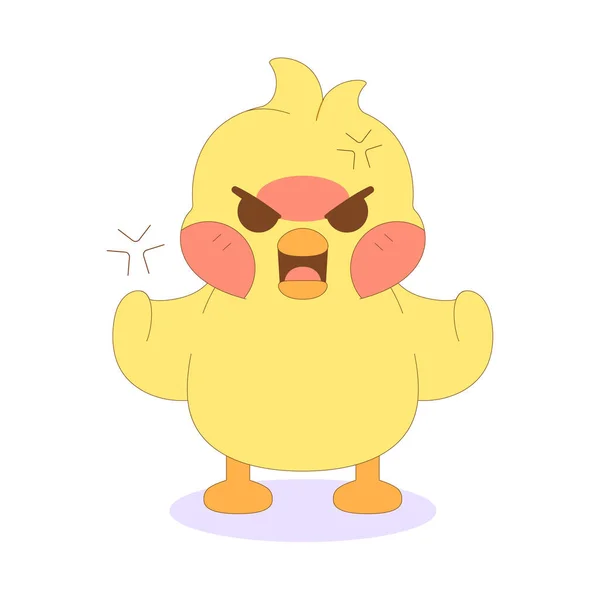 Aislado enojado personaje de dibujos animados polluelo Vector — Archivo Imágenes Vectoriales