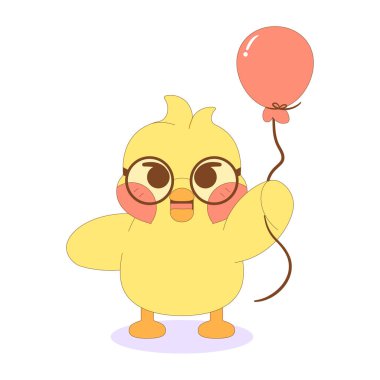 Karikatür karakteri ve balon taşıyıcısı.