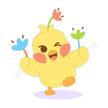 İzole edilmiş, mutlu, çizgi film karakteri Vektör.