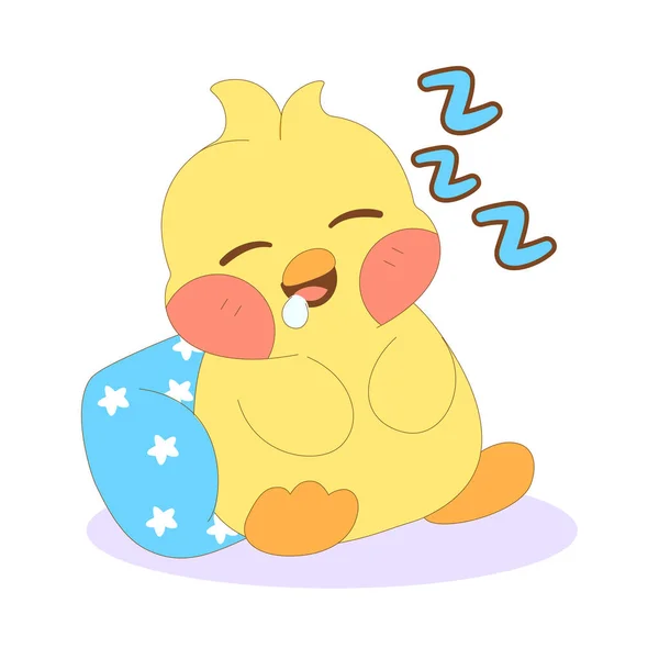 Isolato felice addormentato pulcino cartone animato personaggio vettoriale — Vettoriale Stock