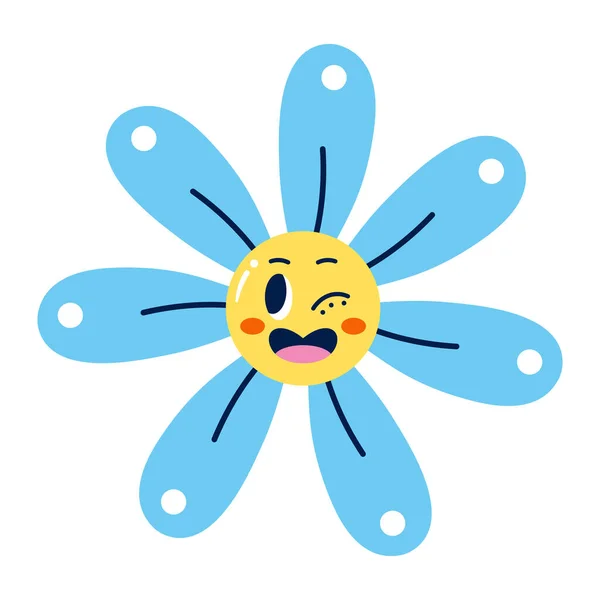 Isolado colorido feliz flor emote Vector — Vetor de Stock