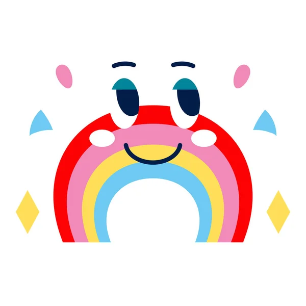 Isolado colorido feliz arco-íris emote Vector —  Vetores de Stock