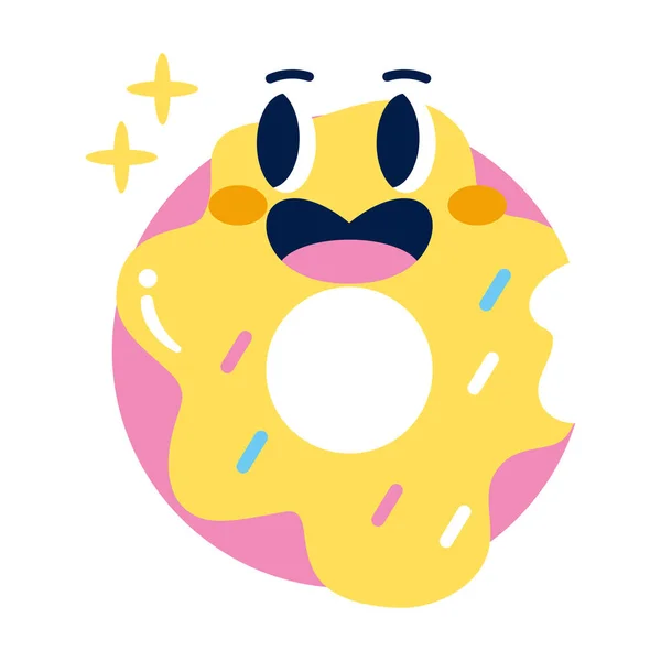 Geïsoleerde gekleurde vrolijke donut emote Vector — Stockvector