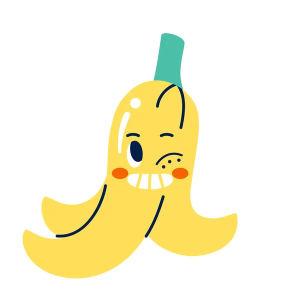 Isolerad färgad glad banan emote Vector — Stock vektor