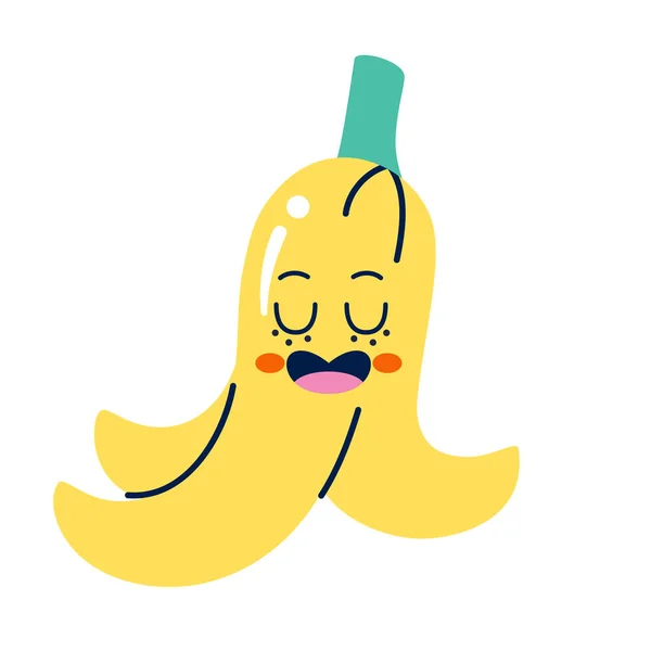 Isolé couleur heureux banane emote vecteur — Image vectorielle