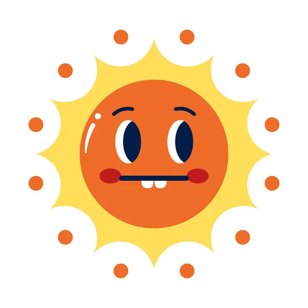 Isolado colorido sério sol emote Vector — Vetor de Stock