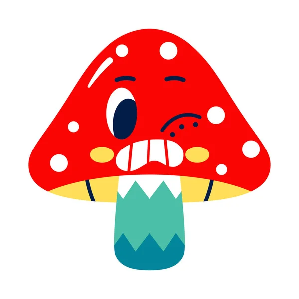 Isolated colored worried mushroom emote Vector — Stock Vector