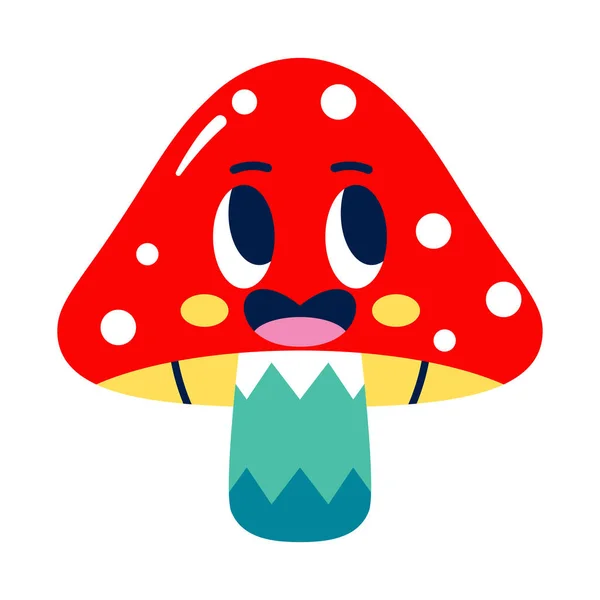 Isolated colored happy mushroom emote Vector — Stock Vector