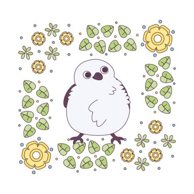 Çiçek çerçeveli şirin bir kuş taşıyıcı