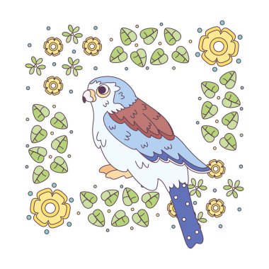 Çiçek çerçeveli şirin bir kuş taşıyıcı
