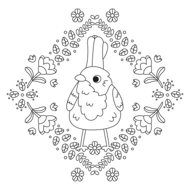 Çiçek çerçeveli şirin bir kuş taşıyıcı