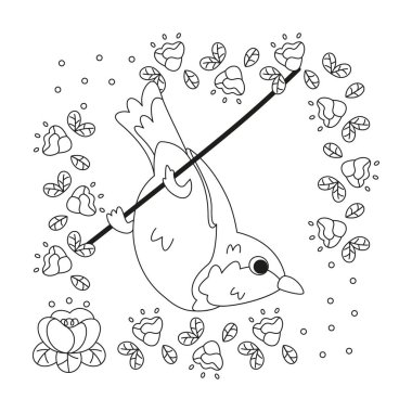 Çiçek çerçeveli şirin bir kuş taşıyıcı