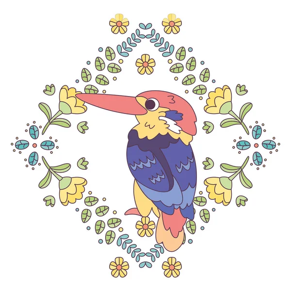 Çiçek çerçeveli şirin bir kuş taşıyıcı