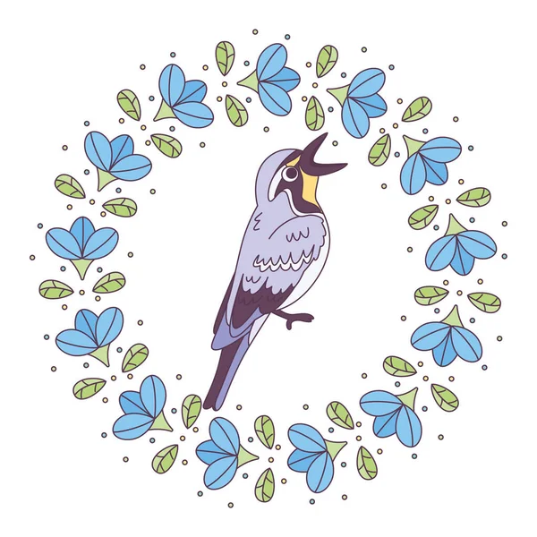 Çiçek çerçeveli şirin bir kuş taşıyıcı