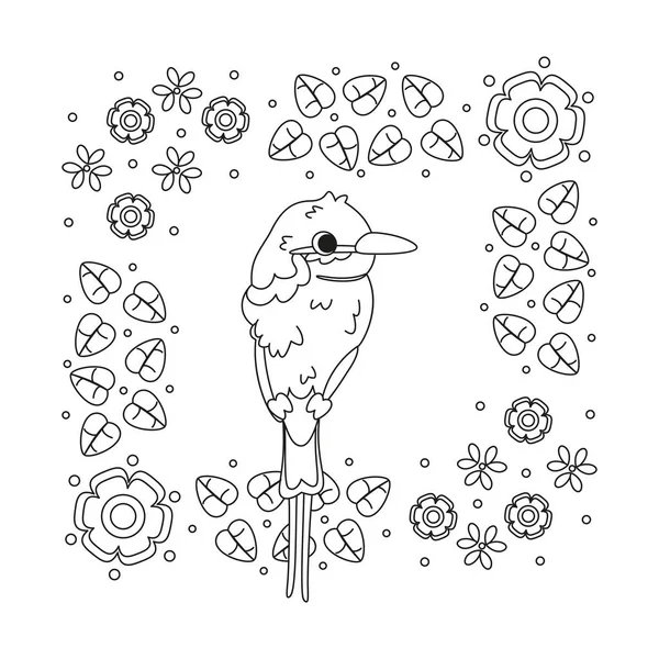 꽃 모양의 반사기 안에 격리되어 있는 귀여운 새 — 스톡 벡터