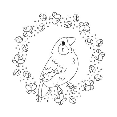 Çiçek çerçeveli şirin bir kuş taşıyıcı