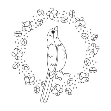 Çiçek çerçeveli şirin bir kuş taşıyıcı