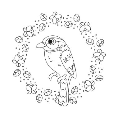 Çiçek çerçeveli şirin bir kuş taşıyıcı