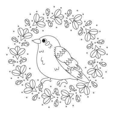 Çiçek çerçeveli şirin bir kuş taşıyıcı