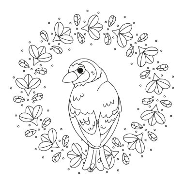 Çiçek çerçeveli şirin bir kuş taşıyıcı