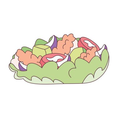 Bir kasede izole edilmiş salata. Sağlıklı yiyecek taşıyıcısı.