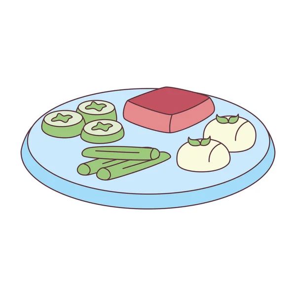 Aliments sains isolés Légumes, fruits et protéines Vecteur — Image vectorielle