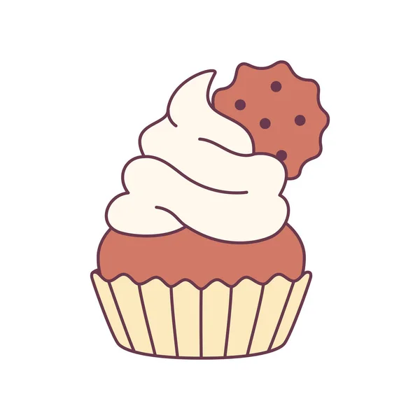 Cupcake decorado aislado Postres icono Vector — Vector de stock